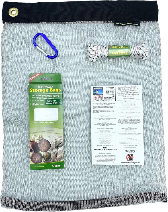 Backpacking Food Bag - Ultralight Rodent Proof Dry Storage for Backpacking - Bear Bag Food Storage for Camping with Odor Proof Container, Survival Utility Rope and Carabiner (Small)