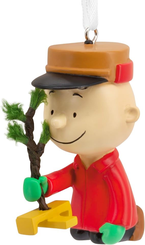 Hallmark Peanuts Christmas Ornament (Charlie Brown Kneeling with Tree)