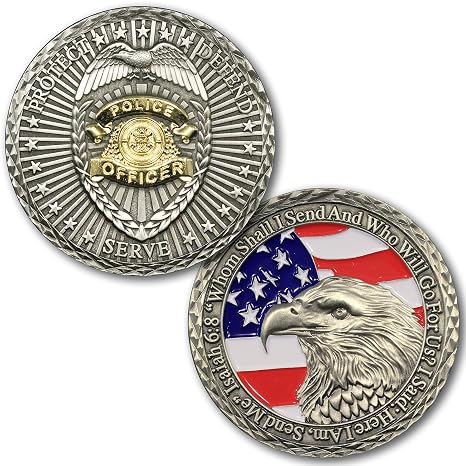 Dedication Police Challenge Coin: Law Enforcement, Two Tone 3D, Solid Brass, Die Struck Police Department